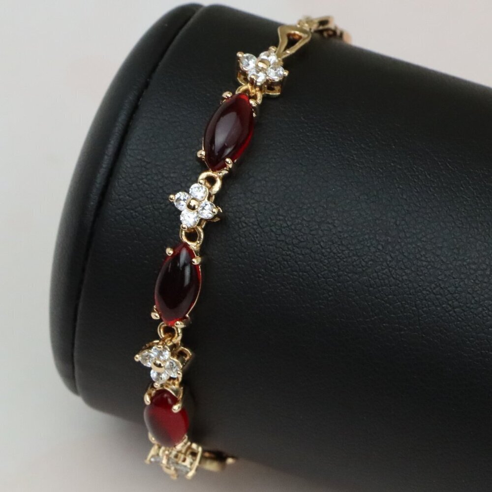 Rose Gold Bracelet with Red and White Stones, XPBL0686